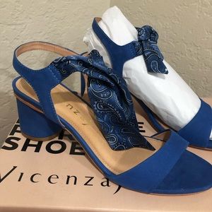 Anthropology Vicenza Bandana Bow Heel Blue sandals